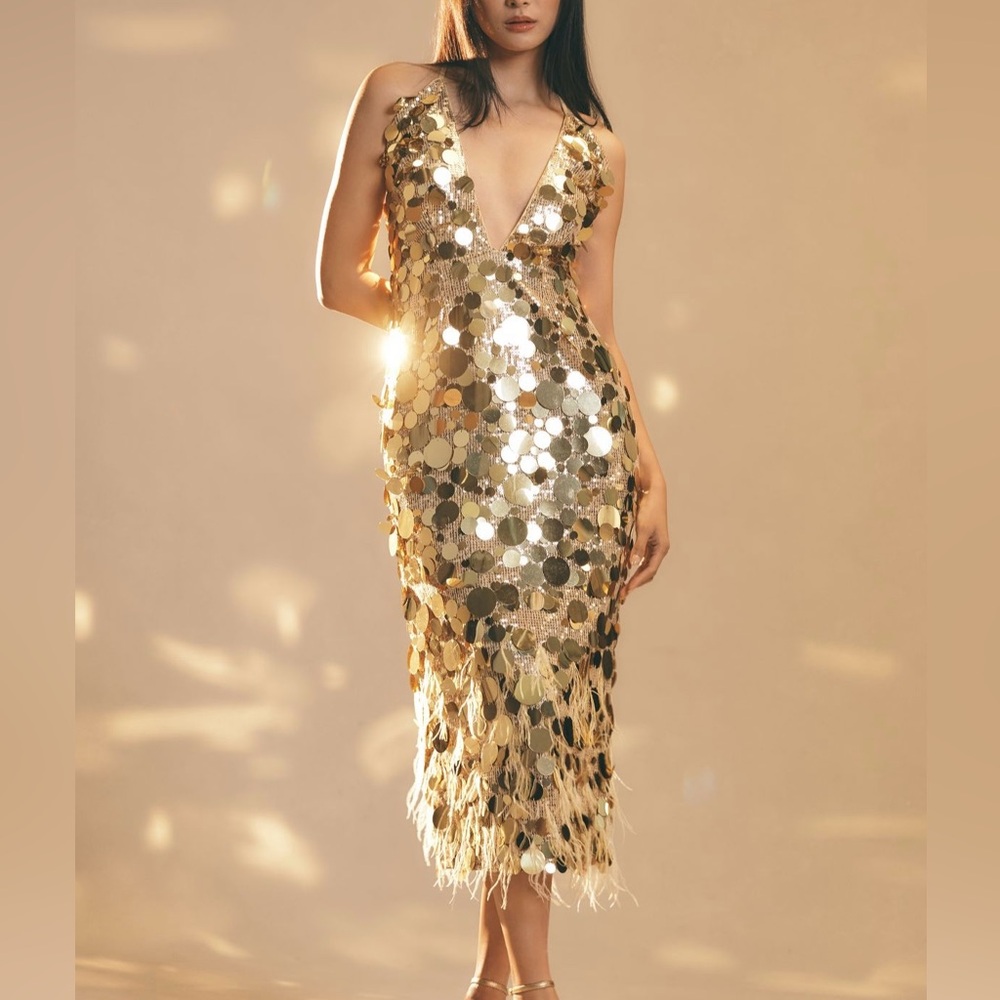 Walter Baker Adriana Gold Sequin Dress
